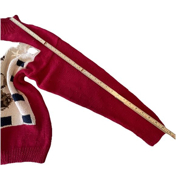 Talbots Women’s Knit Sweater Bear American Flag Size Large Petite Patriotic READ - Picture 14 of 15